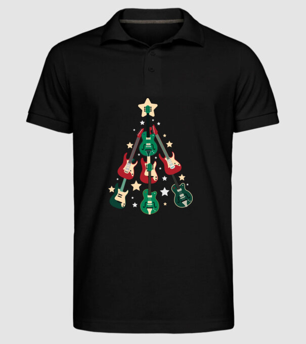 Pom de Crăciun Chitară model negru pe tricou