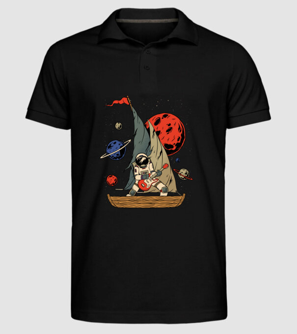 Astronaut Chitarist model negru pe tricou