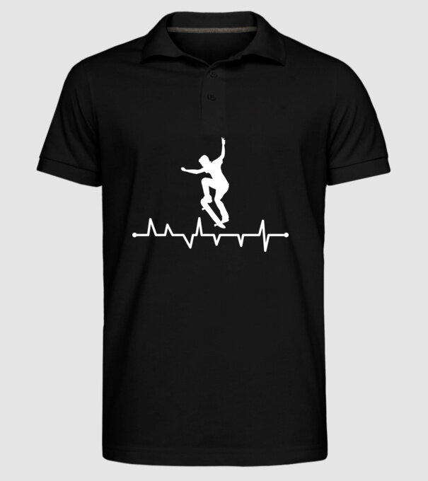 Heartbeat Skateboarder model negru pe tricou