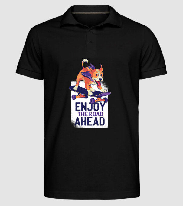 Câine Skateboarder model negru pe tricou