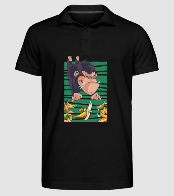 Gorilă Banană model negru pe tricou