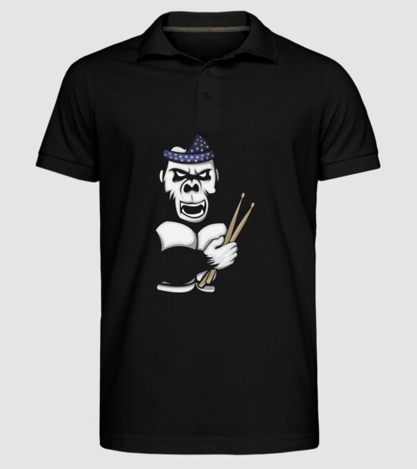 Gorilă Baterist model negru pe tricou