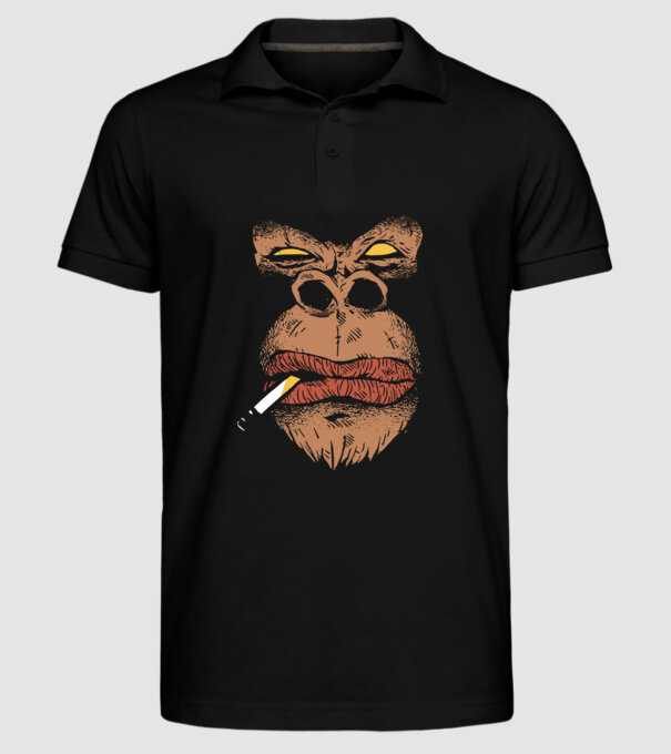 Cap de gorilă cu țigară model negru pe tricou