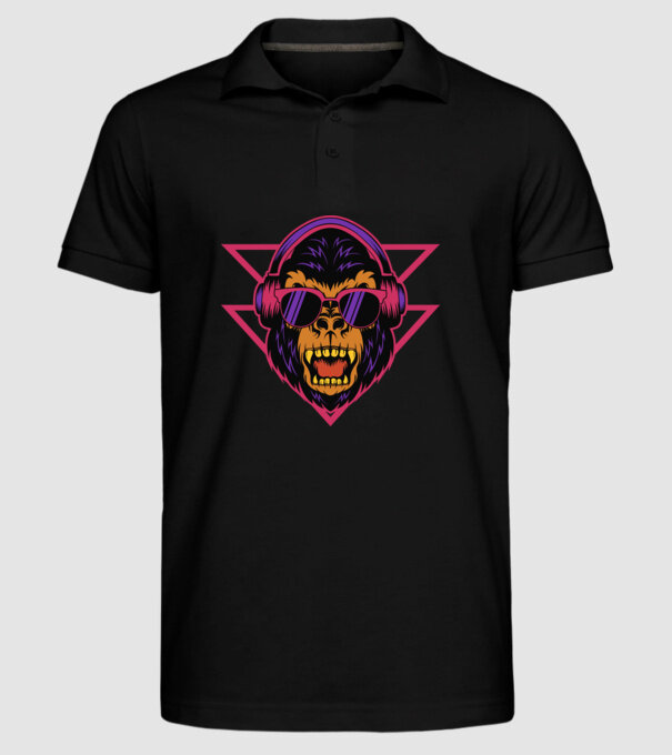 Căști Gorilă dj model negru pe tricou