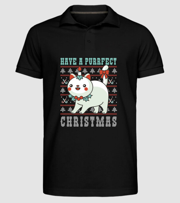 Have a Purrfect Christmas model negru pe tricou