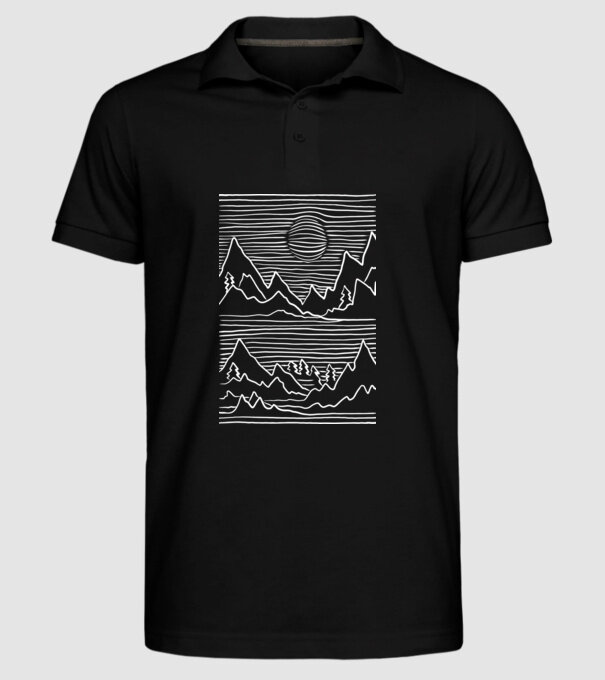 Munți grafică model negru pe tricou