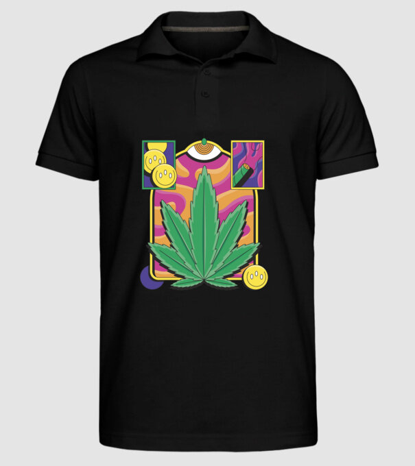 Hippy Cannabis model negru pe tricou