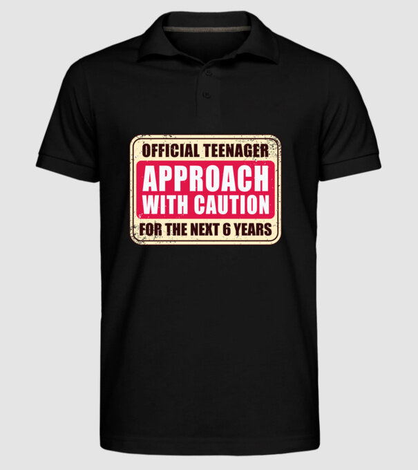 Adolescent oficial Abordați cu prudență model negru pe tricou