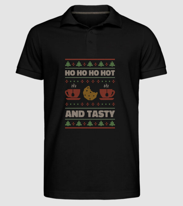 Ho Ho Ho Hot and Tasty Pulovăr urât model negru pe tricou