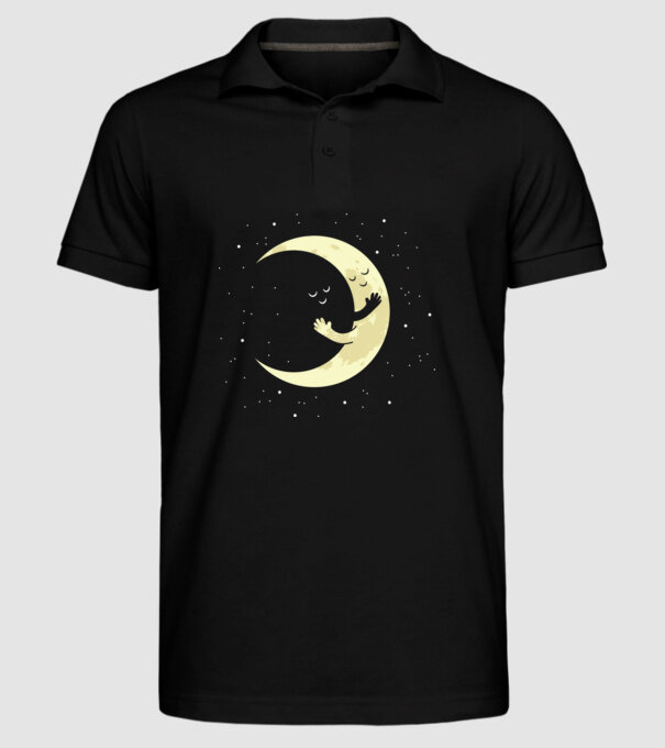 Luna și Soarele îmbrățișare model negru pe tricou