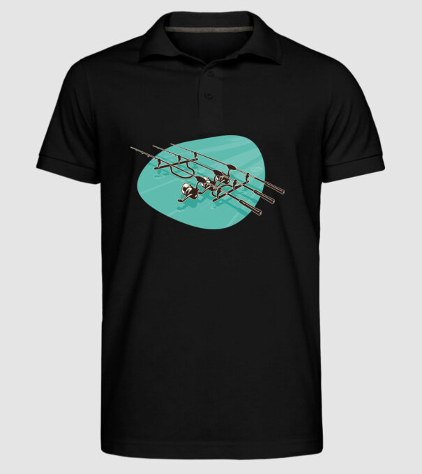 Undițe de pescuit model negru pe tricou