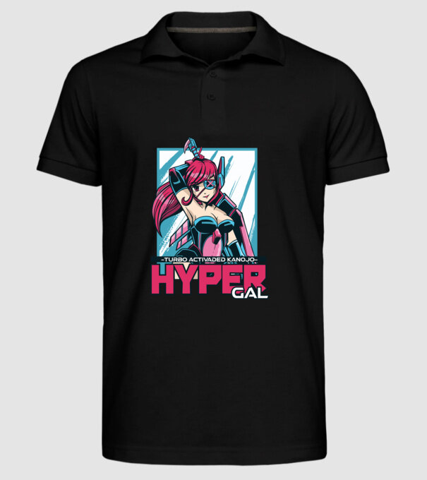Hyper Gal - Fată Anime model negru pe tricou