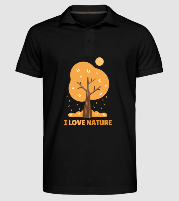 I Love Nature model negru pe tricou