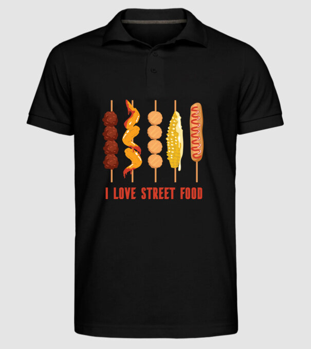 I Love Street Food model negru pe tricou