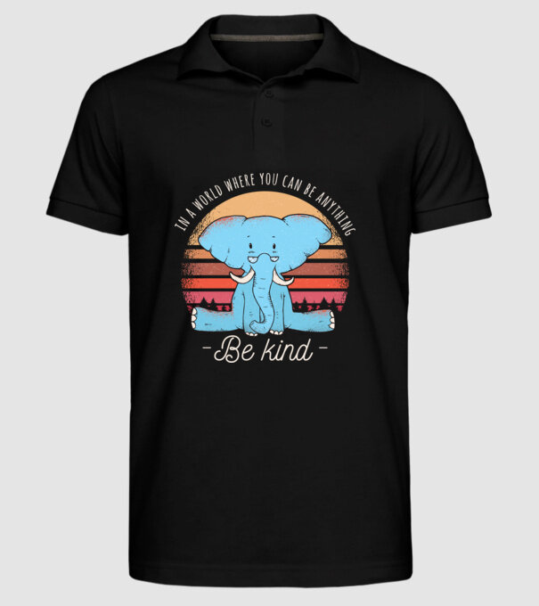 In a world where you can be anything be kind tricou elefant model negru pe tricou