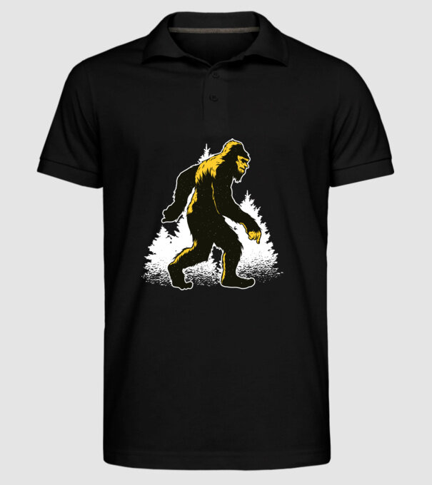 Yeti în pădure model negru pe tricou