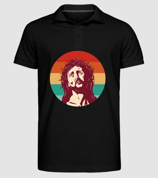 Iisus Hristos Retro model negru pe tricou