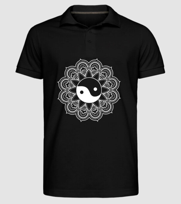 Yin-Yang Mandala model negru pe tricou