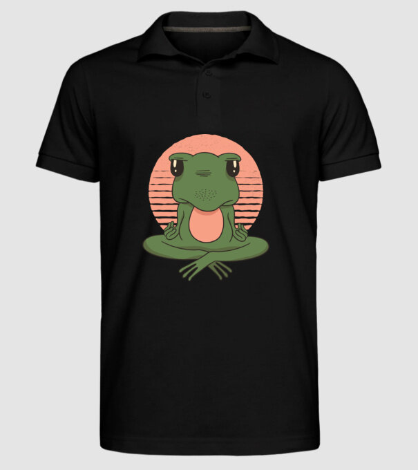 Yoga Broască model negru pe tricou