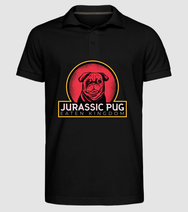 Jurassic Pug Tricou cu mops model negru pe tricou
