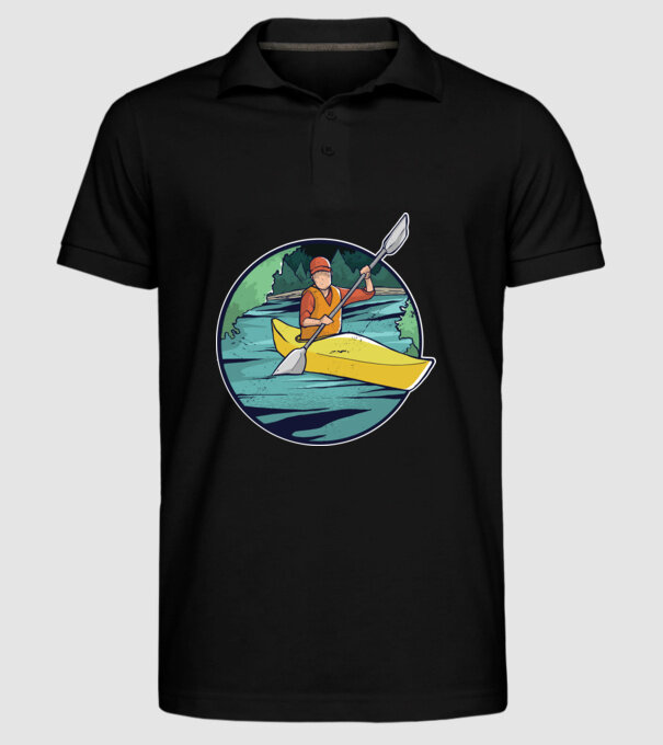 Caiac-canoe model negru pe tricou