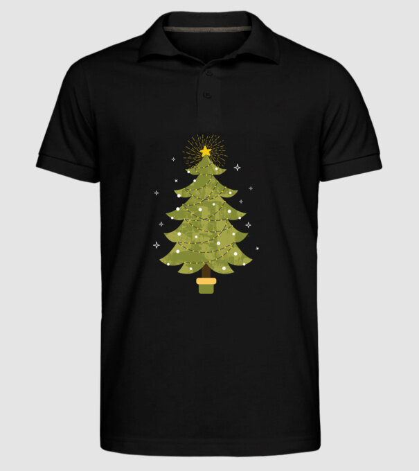 Pom de Crăciun model negru pe tricou