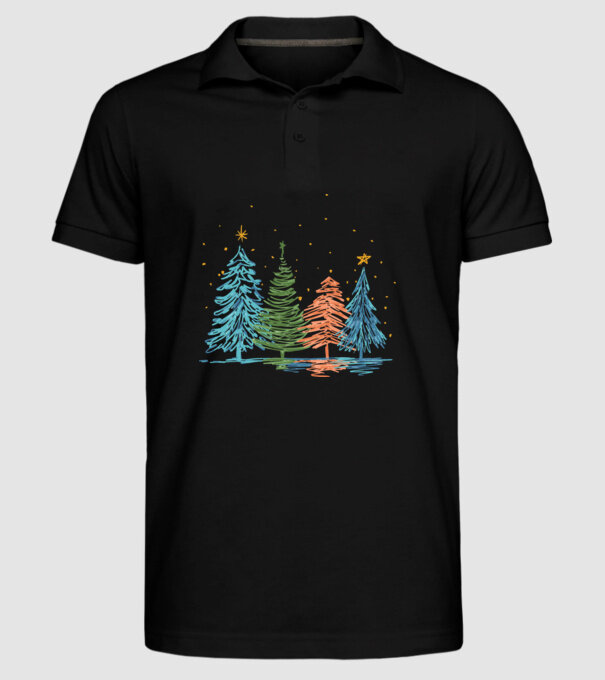 Pom de Crăciun desen model negru pe tricou