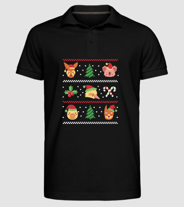 Pulover urât Animale de Crăciun model negru pe tricou