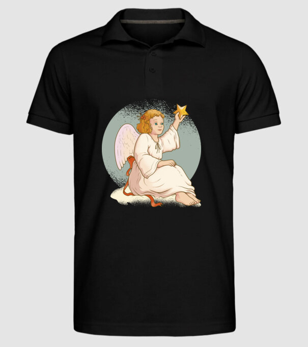 Înger de Crăciun model negru pe tricou