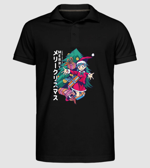 Anime Crăciun model negru pe tricou