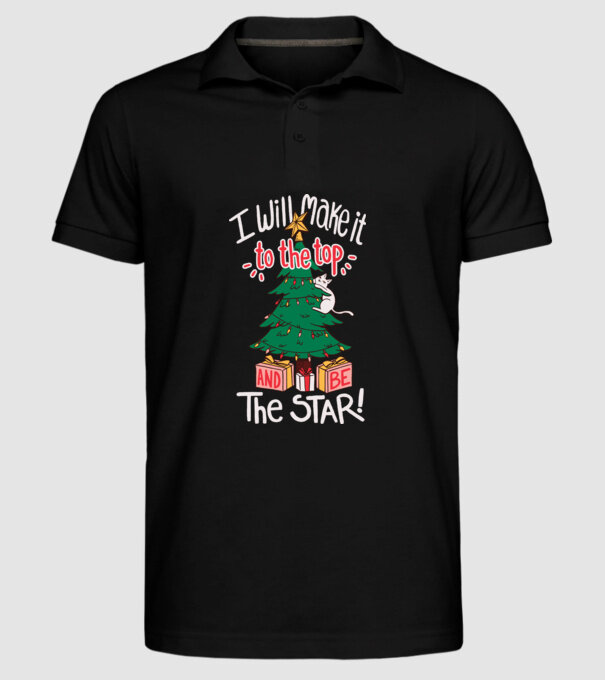 Pisică de Crăciun model negru pe tricou