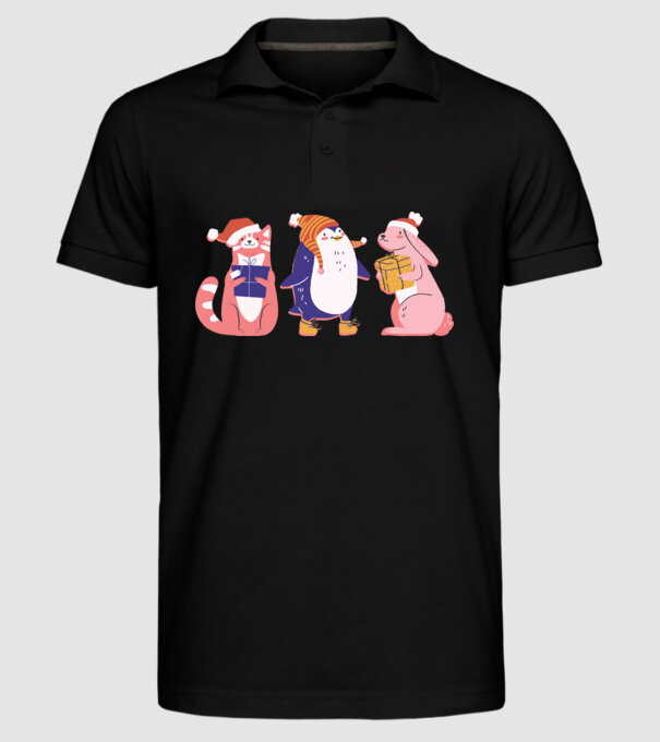 Animale drăguțe de Crăciun model negru pe tricou