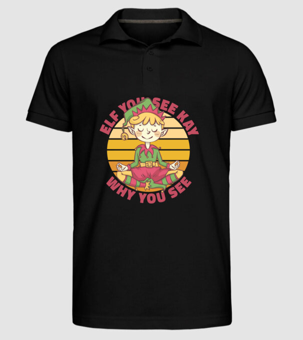 Yoga Elf Crăciun model negru pe tricou