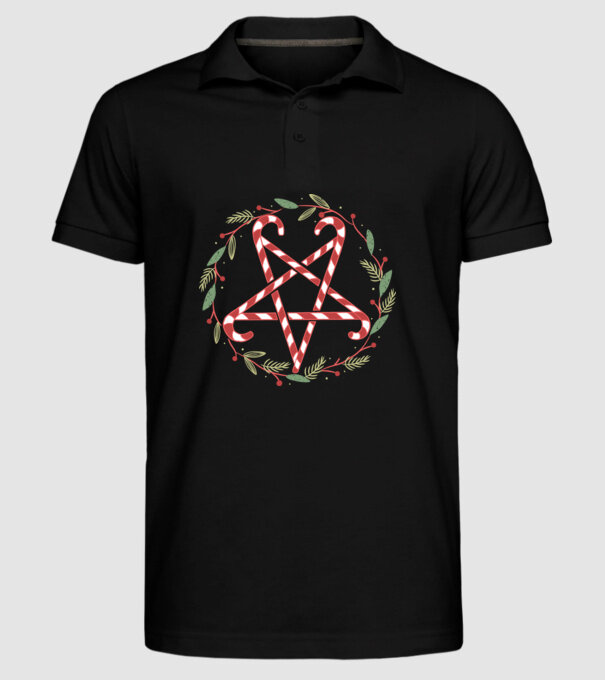 Pentagrama de Crăciun model negru pe tricou