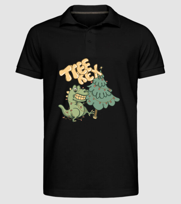 T-rex de Crăciun model negru pe tricou