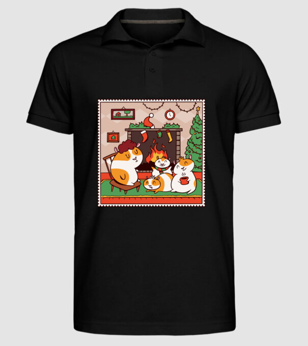 Porcușori de Guineea de Crăciun model negru pe tricou