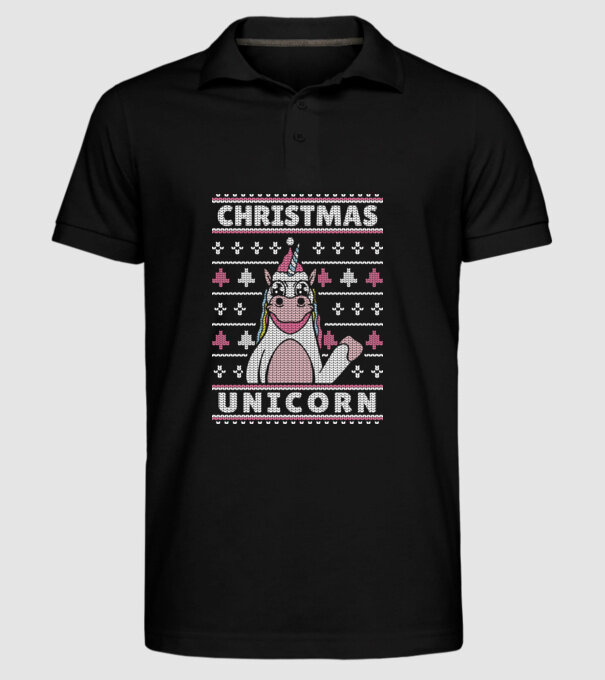 Unicorn de Crăciun pulover urât model negru pe tricou