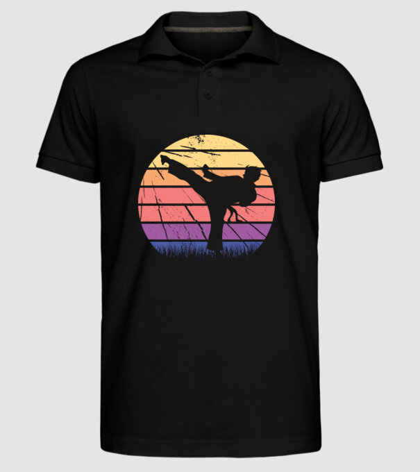 Karate Retro model negru pe tricou