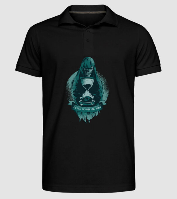 Om cu coasă (Moartea?) model negru pe tricou