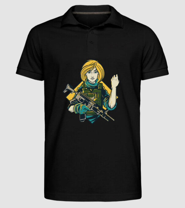 Fată Soldat model negru pe tricou