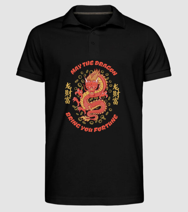 Dragon chinezesc norocos model negru pe tricou