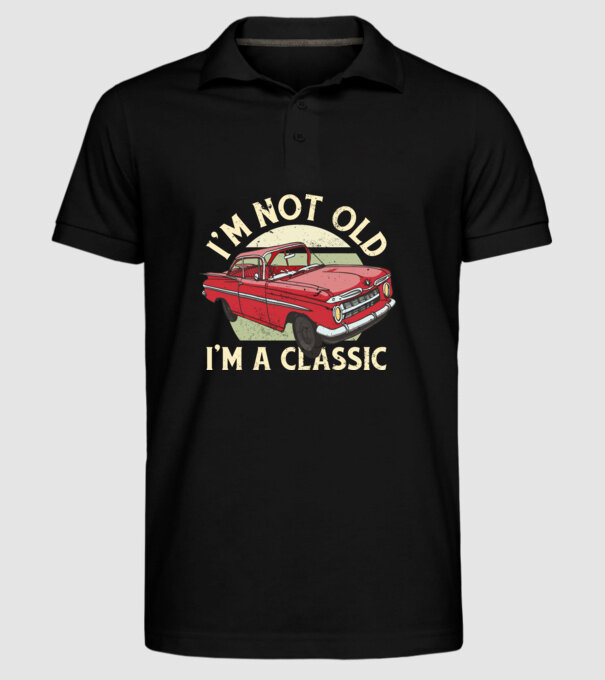 'Mașină clasică - I''m not old I''m a classic' model negru pe tricou