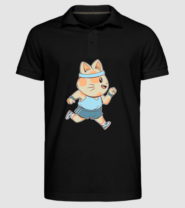 Pisică Jogging model negru pe tricou