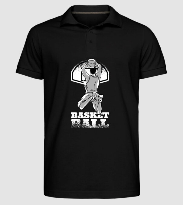 Baschet aruncare la coș model negru pe tricou