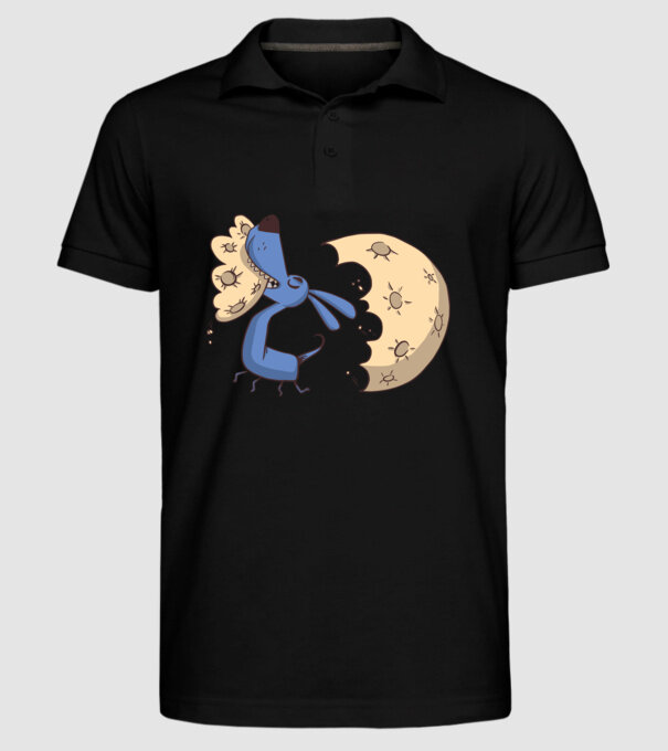 Câine Luna Mușcătură model negru pe tricou