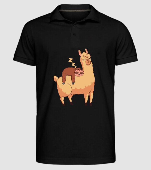 Leneș dormind pe Lama tricou amuzant model negru pe tricou