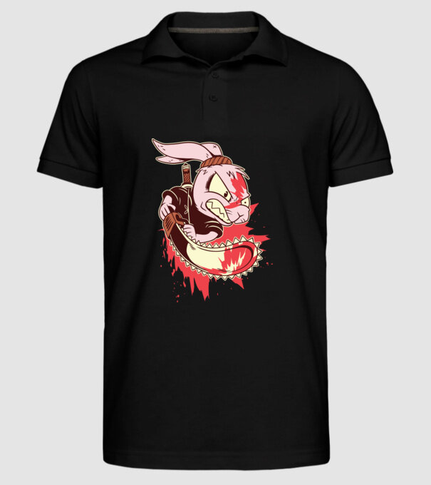 Iepuraș cu drujbă model negru pe tricou