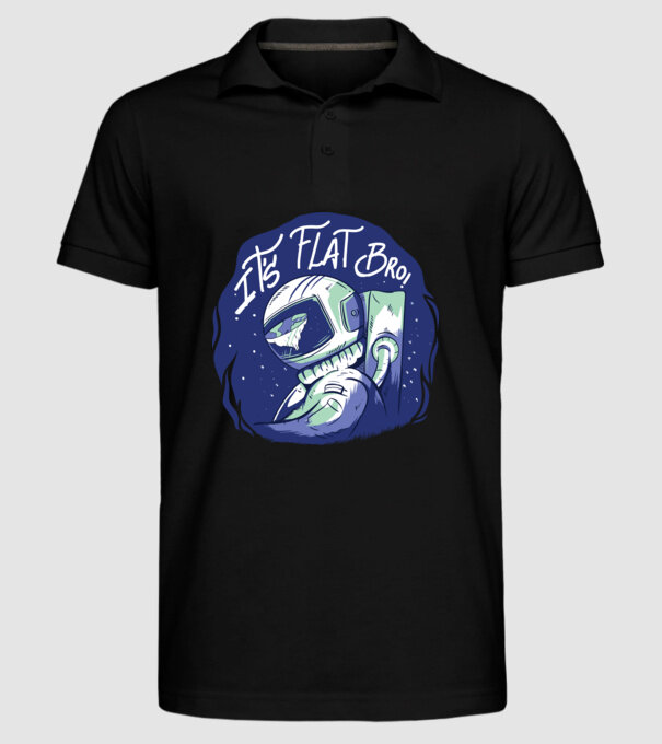 Astronaut Pământ plat model negru pe tricou