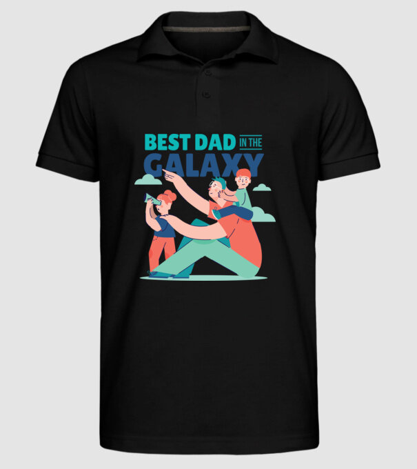Cel mai bun tată din Galaxie model negru pe tricou