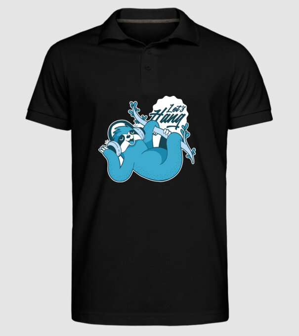 'Let''s Hang tricou cu leneș' model negru pe tricou